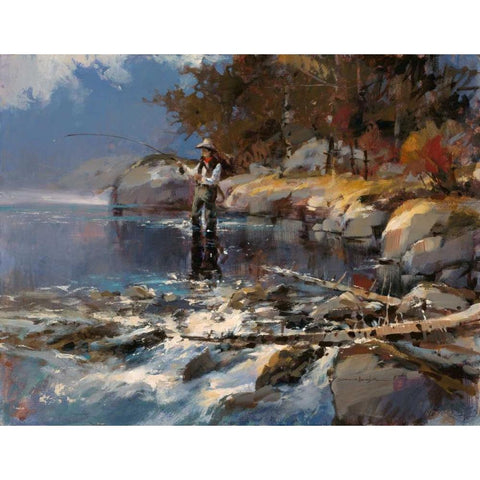 Gone Fishing Gold Ornate Wood Framed Art Print with Double Matting by Heighton, Brent