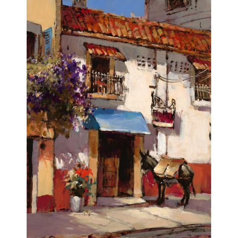 Quaint Village Gold Ornate Wood Framed Art Print with Double Matting by Heighton, Brent