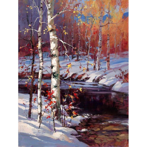 Snowy Birch Black Modern Wood Framed Art Print with Double Matting by Heighton, Brent