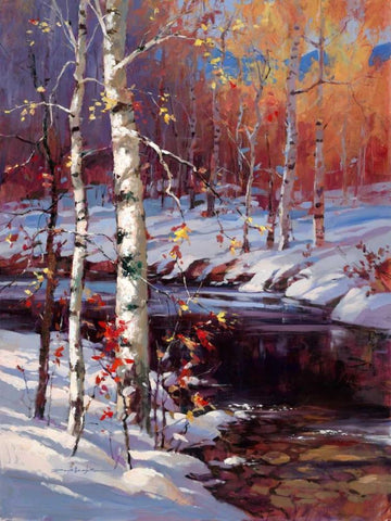 Snowy Birch White Modern Wood Framed Art Print with Double Matting by Heighton, Brent