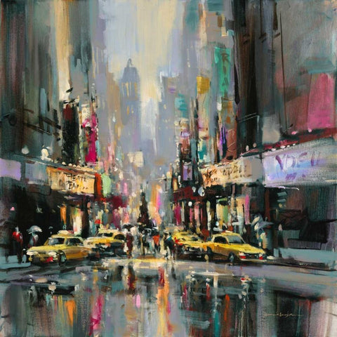 City Street Impression White Modern Wood Framed Art Print with Double Matting by Heighton, Brent