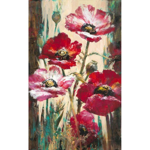 Spontaneous Poppies Gold Ornate Wood Framed Art Print with Double Matting by Heighton, Brent