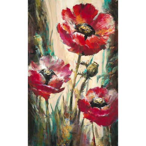 Impulsive Poppies White Modern Wood Framed Art Print by Heighton, Brent