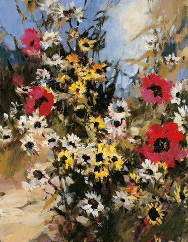 Abundant Garden White Modern Wood Framed Art Print with Double Matting by Heighton, Brent