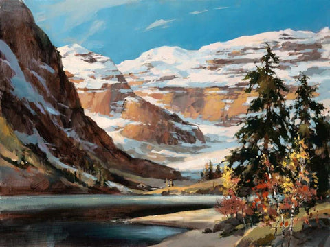 Mountain View White Modern Wood Framed Art Print with Double Matting by Heighton, Brent