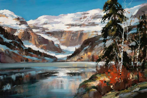 Lake View Black Ornate Wood Framed Art Print with Double Matting by Heighton, Brent