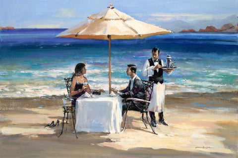 Seaside Rendezvous White Modern Wood Framed Art Print with Double Matting by Heighton, Brent