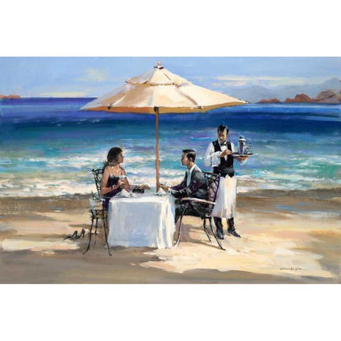 Seaside Rendezvous White Modern Wood Framed Art Print by Heighton, Brent