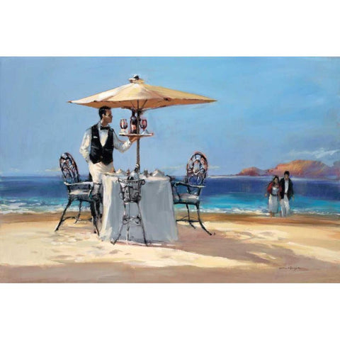 On The Beach Gold Ornate Wood Framed Art Print with Double Matting by Heighton, Brent