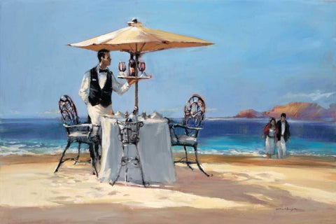 On The Beach White Modern Wood Framed Art Print with Double Matting by Heighton, Brent