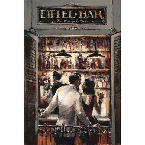 Eiffel Bar Black Modern Wood Framed Art Print with Double Matting by Heighton, Brent