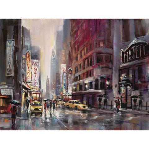 Manhattan Rain Gold Ornate Wood Framed Art Print with Double Matting by Heighton, Brent