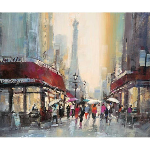 Paris Boulevard White Modern Wood Framed Art Print by Heighton, Brent