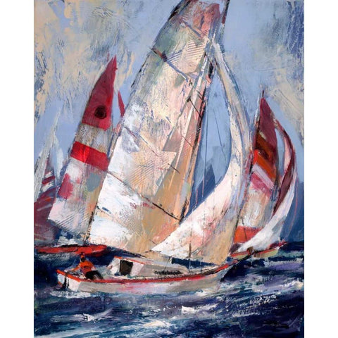 Open Sails I Black Modern Wood Framed Art Print with Double Matting by Heighton, Brent