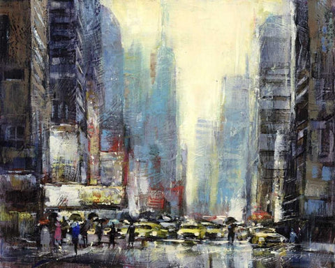 Street Level White Modern Wood Framed Art Print with Double Matting by Heighton, Brent