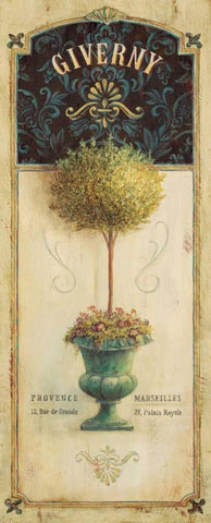 Giverny Topiary  White Modern Wood Framed Art Print with Double Matting by Staehling, Angela