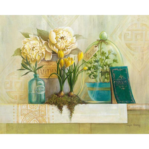 French Herbs White Modern Wood Framed Art Print by Staehling, Angela