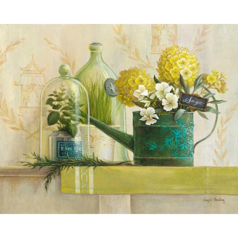 English Sage Black Modern Wood Framed Art Print with Double Matting by Staehling, Angela