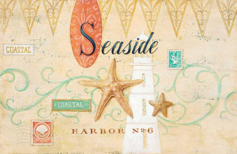 Seaside Harbor No. 6 Black Ornate Wood Framed Art Print with Double Matting by Staehling, Angela
