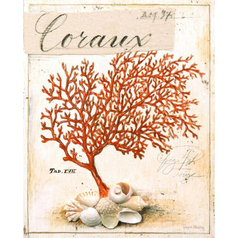 Coral No.5 Sketchbook Gold Ornate Wood Framed Art Print with Double Matting by Staehling, Angela