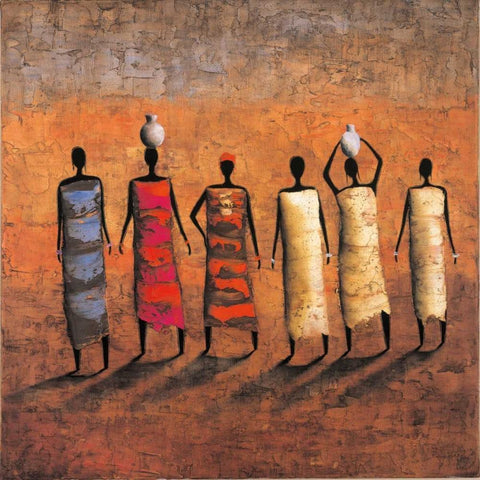 The Gatherers Black Modern Wood Framed Art Print with Double Matting by Rauscher, Michel