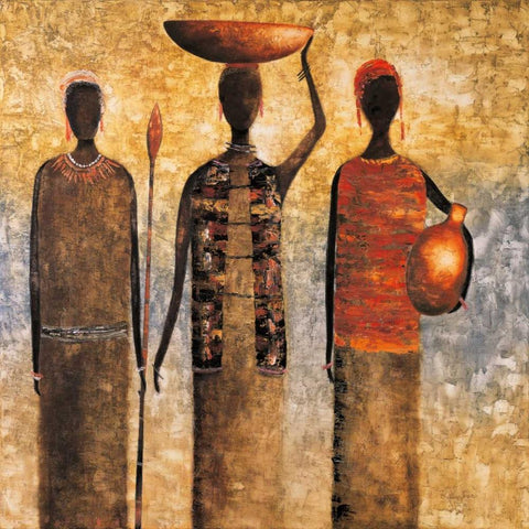 To the Gathering Black Modern Wood Framed Art Print by Rauscher, Michel