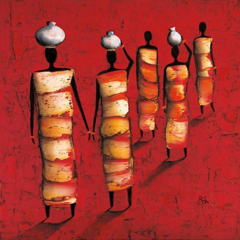 To The Market White Modern Wood Framed Art Print with Double Matting by Rauscher, Michel