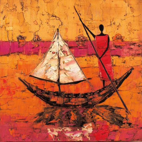 To The Shore Black Modern Wood Framed Art Print by Rauscher, Michel