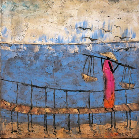 By The Sea Black Modern Wood Framed Art Print by Rauscher, Michel