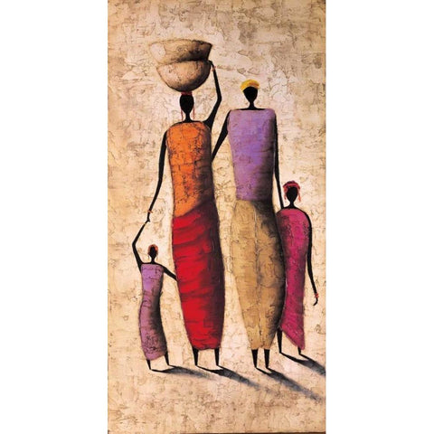 Family Gathering Black Modern Wood Framed Art Print with Double Matting by Rauscher, Michel