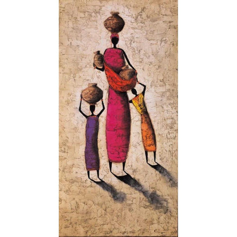 Family Harmony Black Modern Wood Framed Art Print with Double Matting by Rauscher, Michel