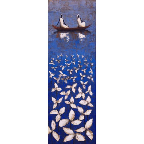 Cerulean Memories White Modern Wood Framed Art Print by Rauscher, Michel