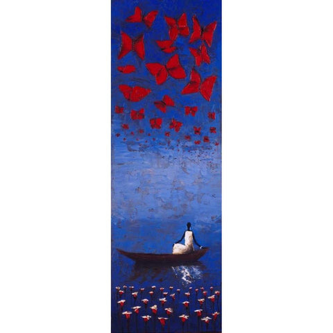 Cerulean Passage Black Modern Wood Framed Art Print by Rauscher, Michel