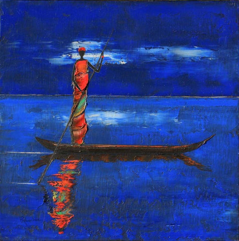 Midnight Voyage 1  White Modern Wood Framed Art Print with Double Matting by Rauscher, Michel