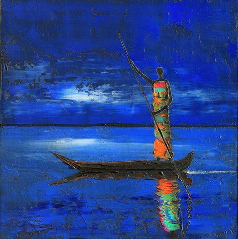 Midnight Voyage 2 White Modern Wood Framed Art Print with Double Matting by Rauscher, Michel