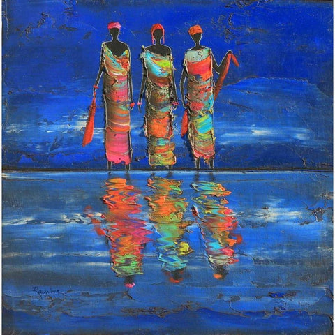 Midnight River 1  Black Modern Wood Framed Art Print with Double Matting by Rauscher, Michel