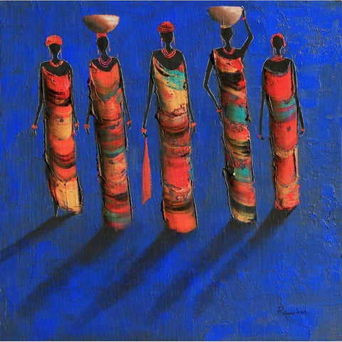 Midnight Gathering 1  Black Modern Wood Framed Art Print by Rauscher, Michel