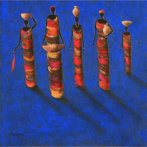 Midnight Gathering 2 Black Modern Wood Framed Art Print by Rauscher, Michel