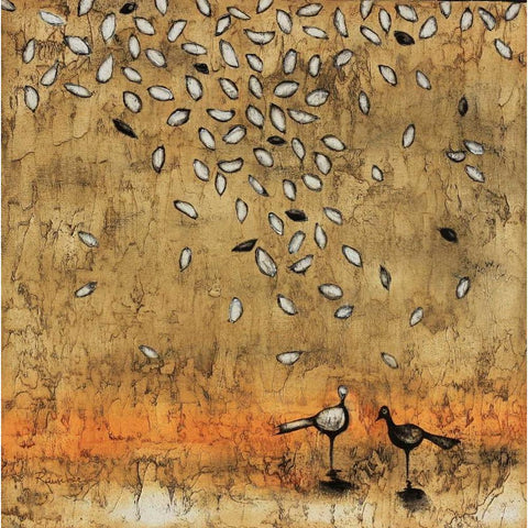 Whimsical Birds  Gold Ornate Wood Framed Art Print with Double Matting by Rauscher, Michel