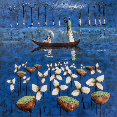 Soulful River Black Modern Wood Framed Art Print by Rauscher, Michel