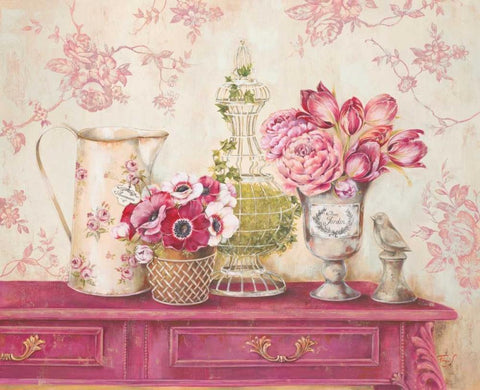 Garden Memory Black Ornate Wood Framed Art Print with Double Matting by Ferri, Stefania