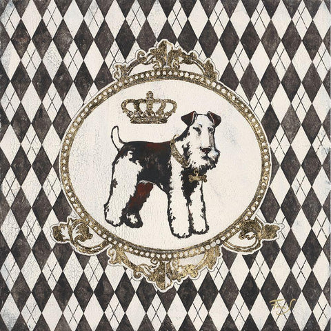 Harlequin Schnauzer Gold Ornate Wood Framed Art Print with Double Matting by Ferri, Stefania