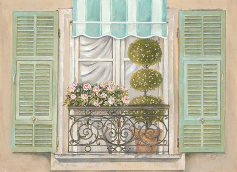French Shutters 1 White Modern Wood Framed Art Print with Double Matting by Ferri, Stefania
