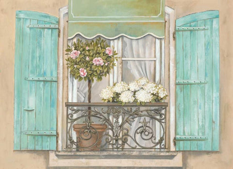 French Shutters 2 Black Ornate Wood Framed Art Print with Double Matting by Ferri, Stefania