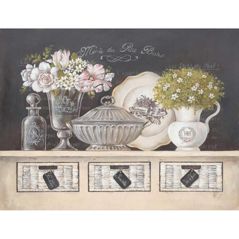 Petit Bistro Gold Ornate Wood Framed Art Print with Double Matting by Ferri, Stefania