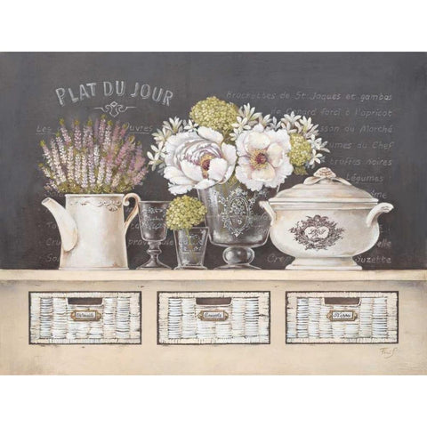 Plat Du Jour Black Modern Wood Framed Art Print by Ferri, Stefania