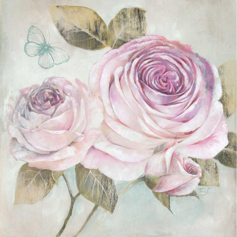 Rose Shimmer Black Modern Wood Framed Art Print with Double Matting by Ferri, Stefania