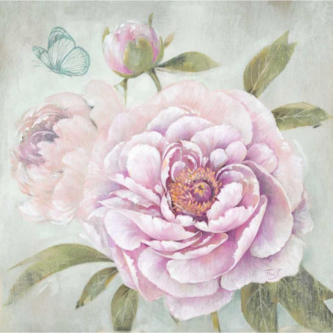 Peony Shimmer Black Modern Wood Framed Art Print by Ferri, Stefania