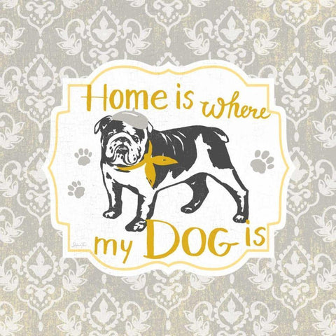 Home Is Where My Dog Is Black Modern Wood Framed Art Print with Double Matting by Ferri, Stefania