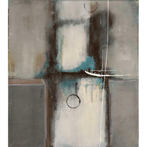 Elemental Thought Blue Black Modern Wood Framed Art Print by Villarreal Villarreal, Gabriela